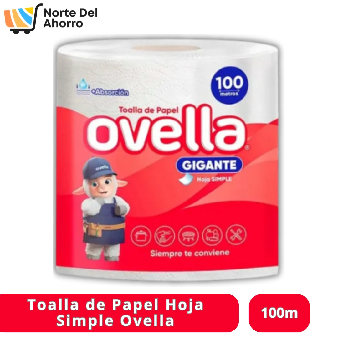 Toalla Papel Ovella 100m | Hoja Simple y Rendidora