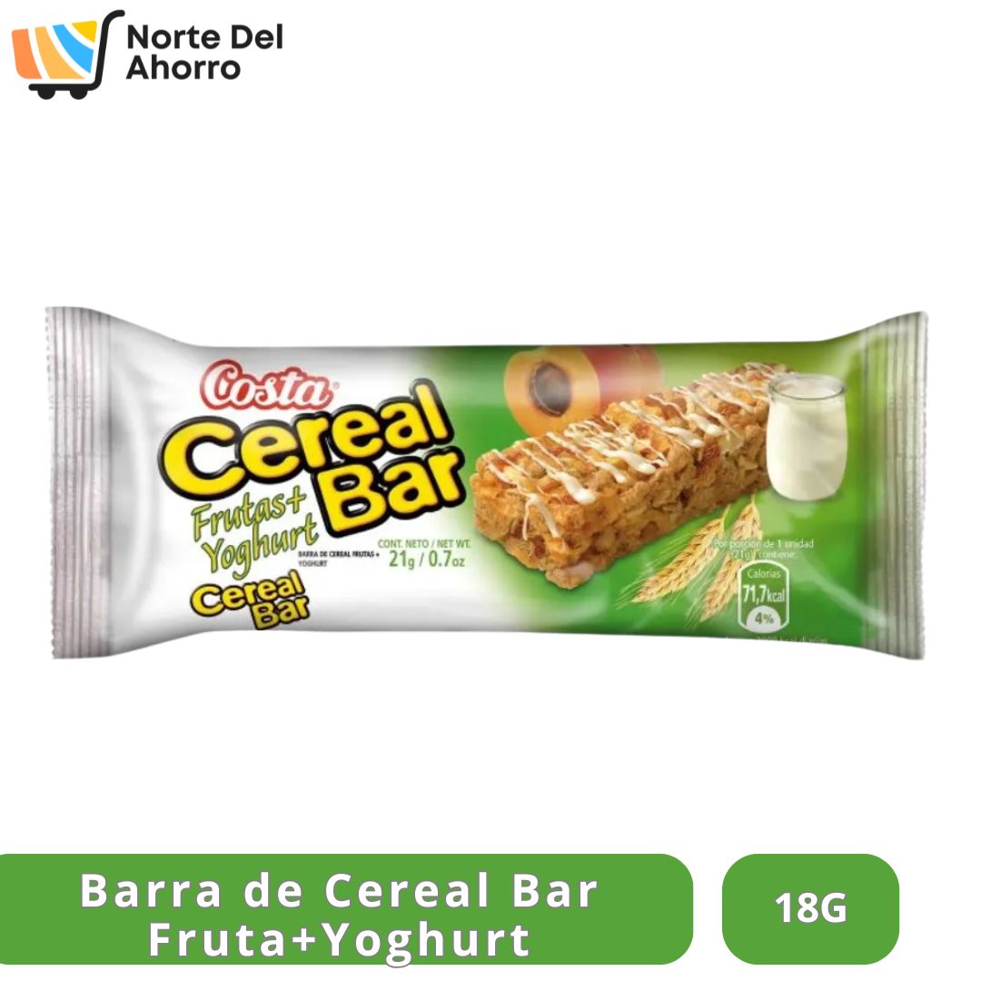 Cereal Bar Fruta + Yogurt 18g | Snack Nutritivo y Práctico