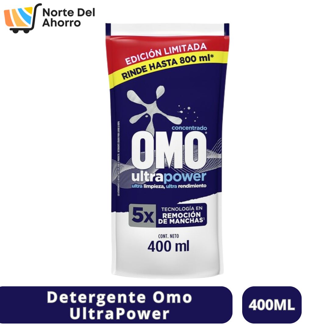 Detergente Omo Líquido UltraPower 400ml | Limpieza Profunda y Rápida