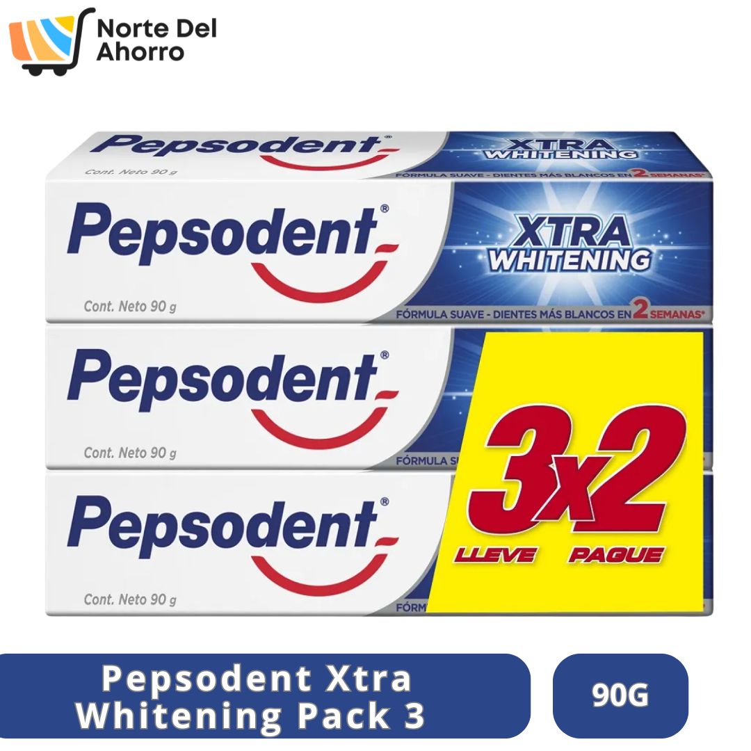 Pasta Dental Pepsodent Extra Whitening Pack 3x90g | Sonrisa Más Blanca
