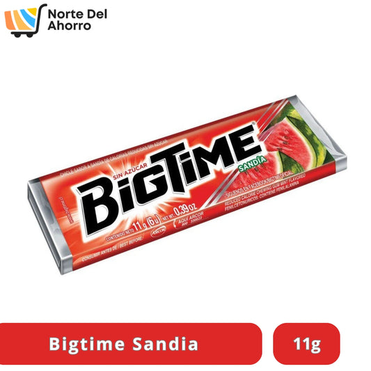 Chicle Bigtime Sandía 11g Pack 6un | Frescura y Sabor Frutal