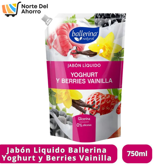 Jabón Ballerina Yoghurt Berries Vainilla 750ml | Suavidad con Aroma Frutal