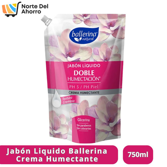 Jabón Ballerina Crema Humectante 750ml | Hidratación Suave y Delicada