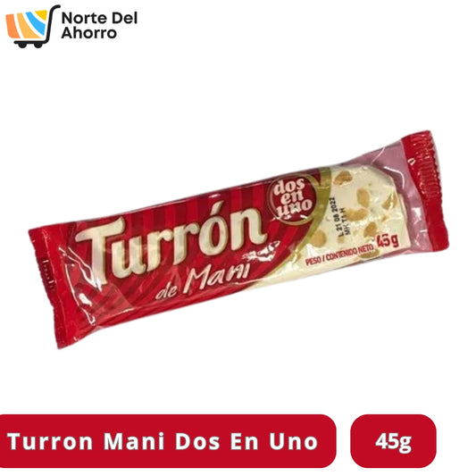 Turrón Maní Dos en Uno 45g | Sabor Clásico y Energía al Instante